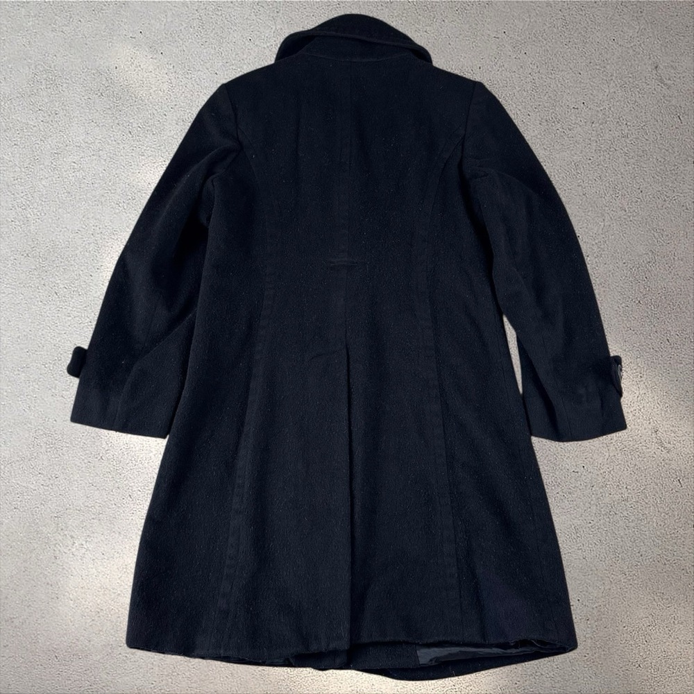 Saks Fifth Ave x Loro‎ Piana Wool Pea Coat Women's Size 6 Black Trench Overcoat - Picture 2 of 8